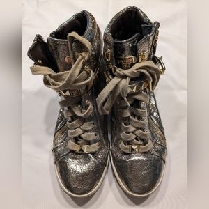 Michael Kors Gold Lamé High Top Sneakers 8.5 M